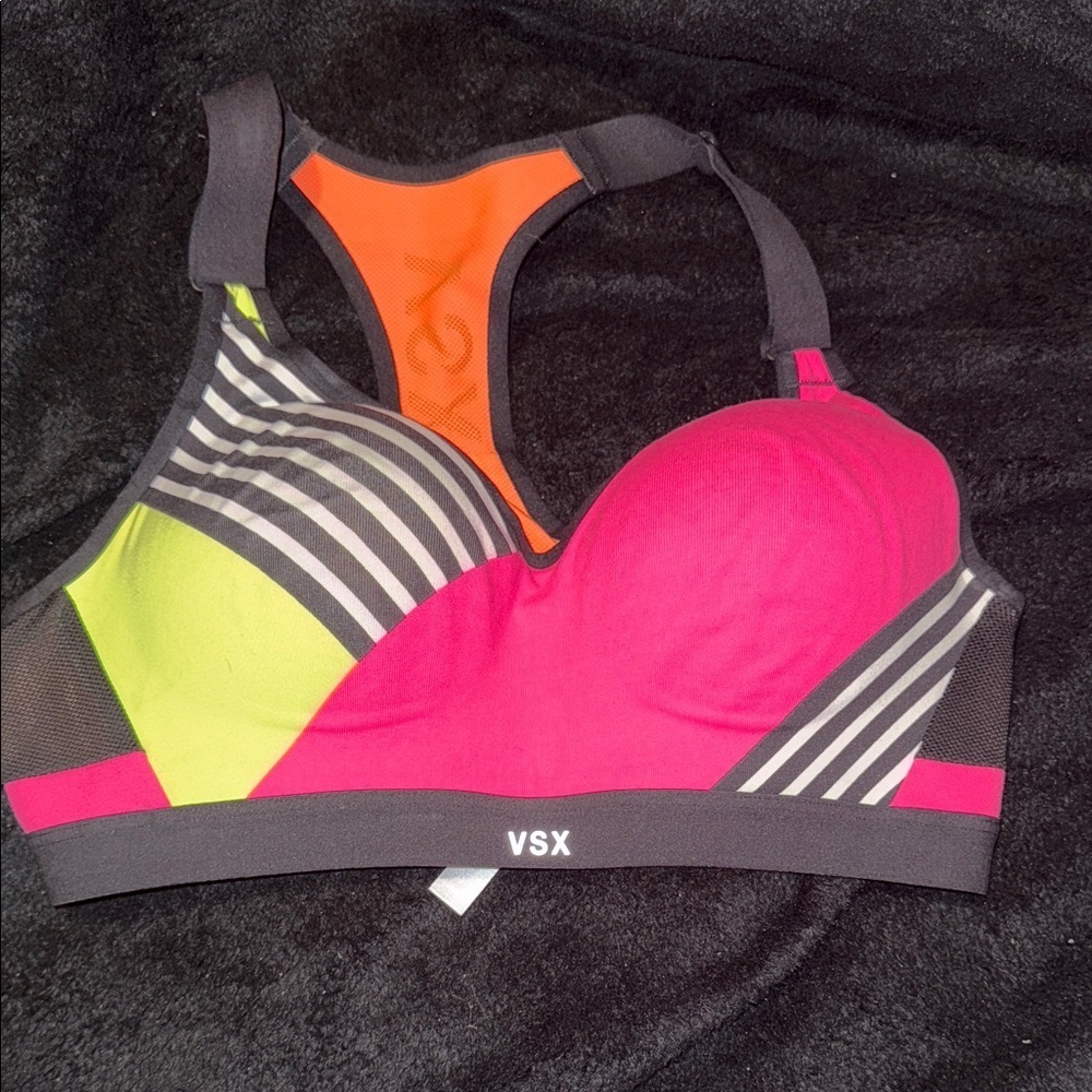 VSX Vibrant Sports Bra - Pink, Orange, and Green